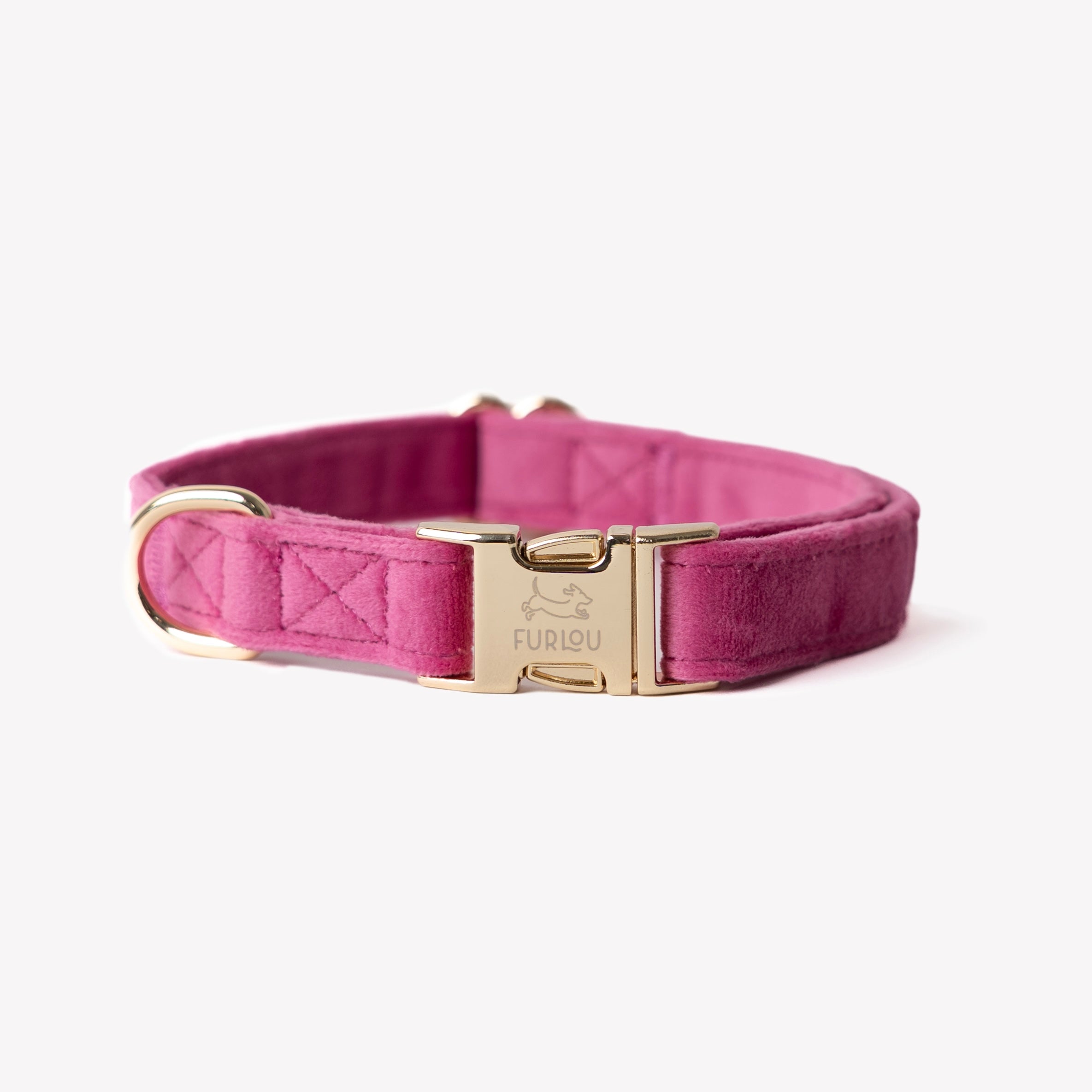 'Magenta' - Velvet Dog Collar - FURLOU