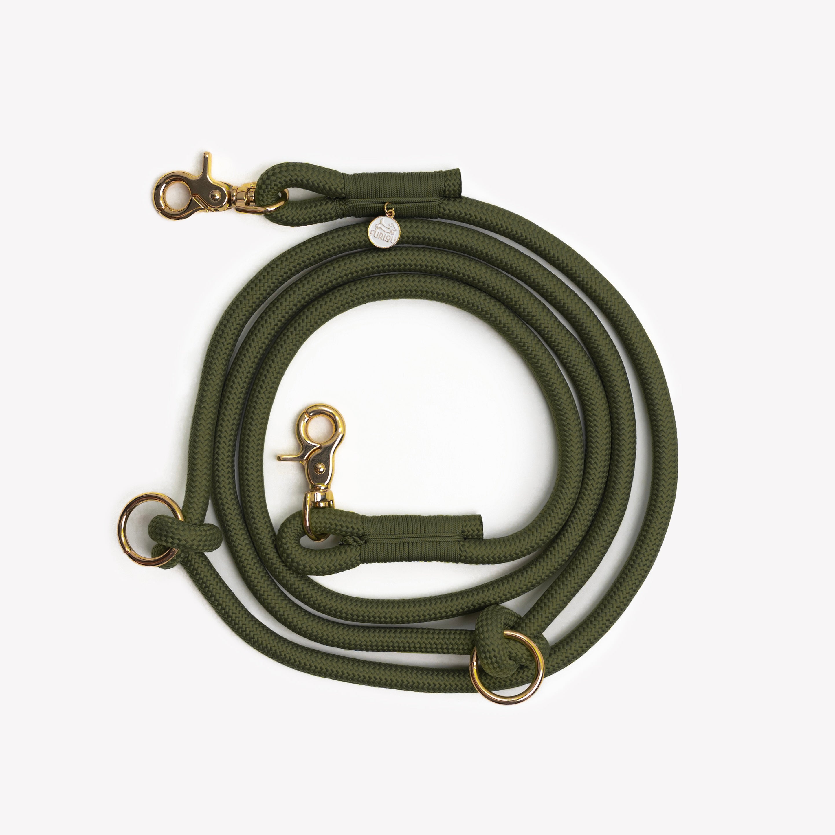 'Moss Green' - Hands Free Braided Leash - FURLOU 