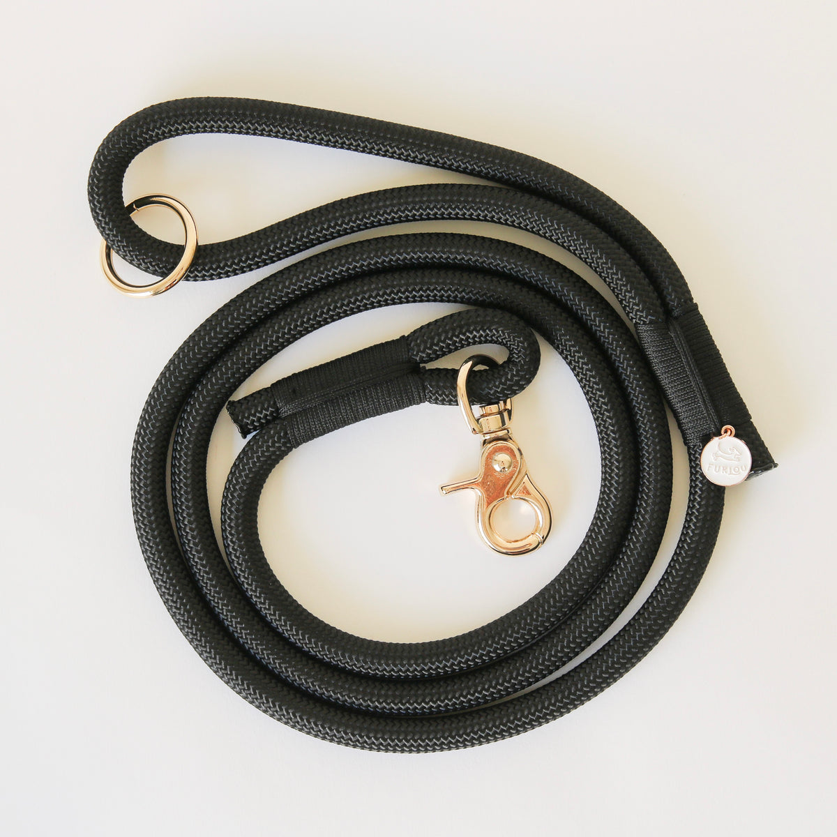 'Black' - Braided Rope Leash - FURLOU 